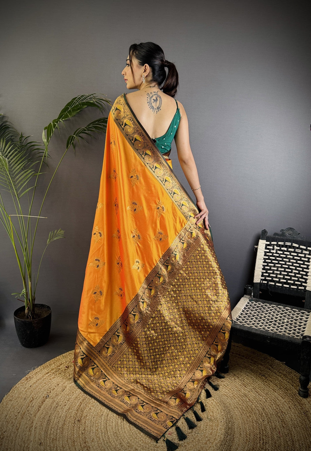 Traditional banarasi silk saree with zari weaving work
