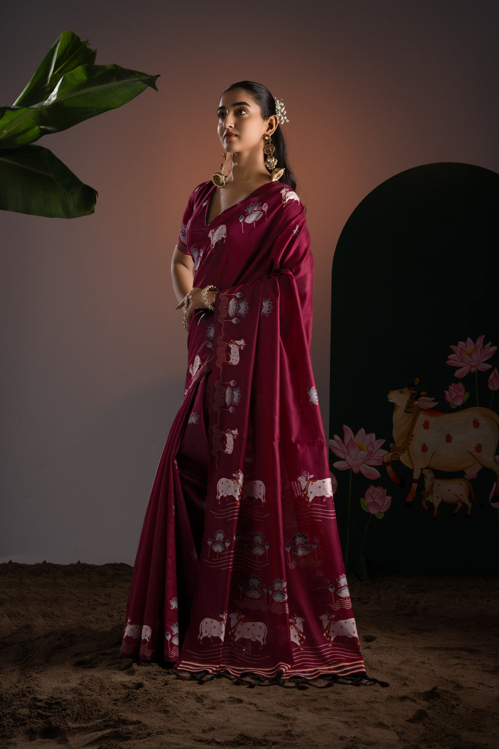 Soft Muga cotton saree with pichwai border weaving work