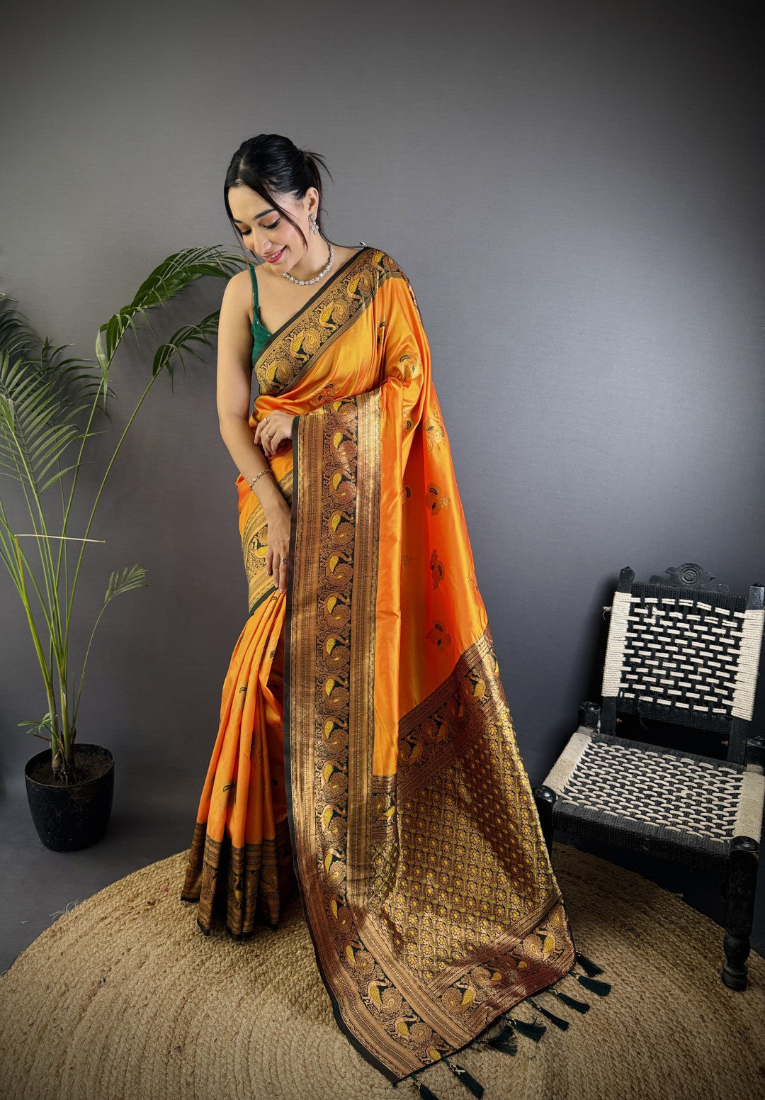 Traditional banarasi silk saree with zari weaving work