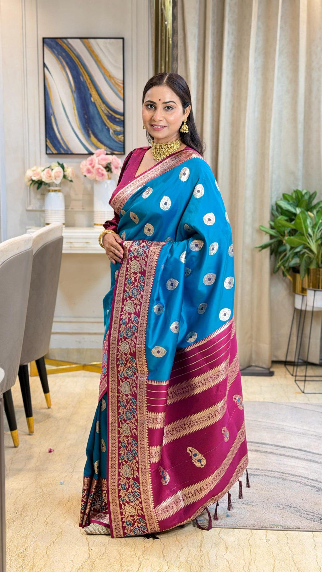Luxurious banarasi silk saree with zari weaving work