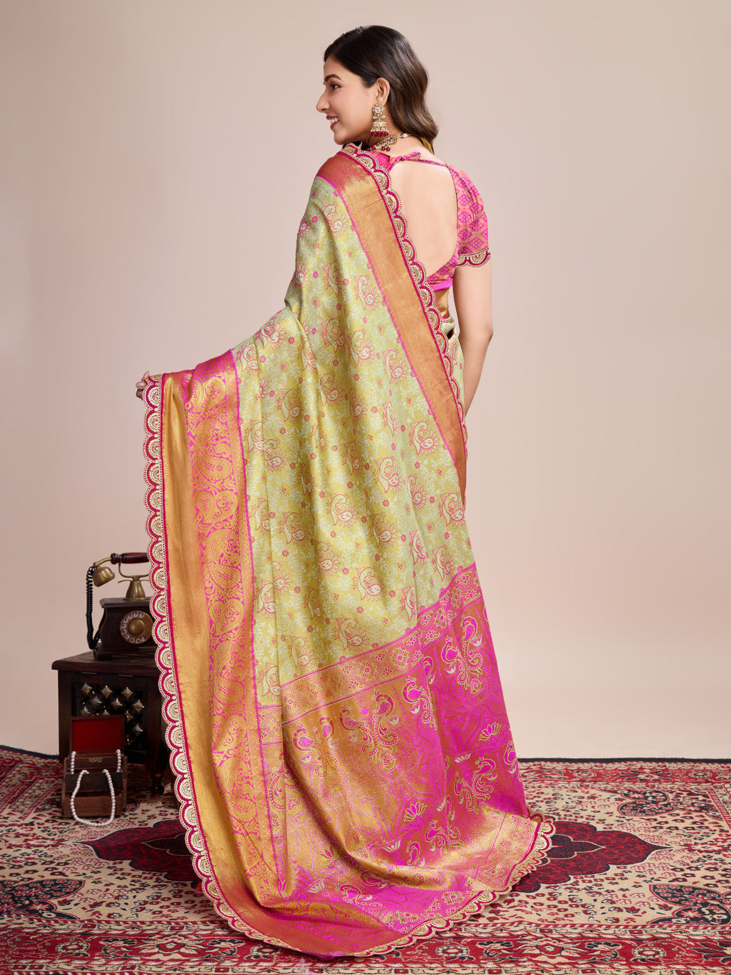 Kanjivaram silk saree with zari weaving work