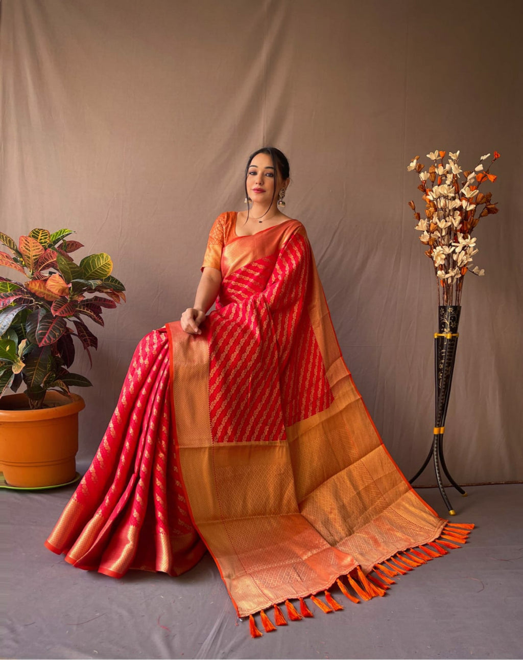 Kanchipuram silk saree with zari woven work