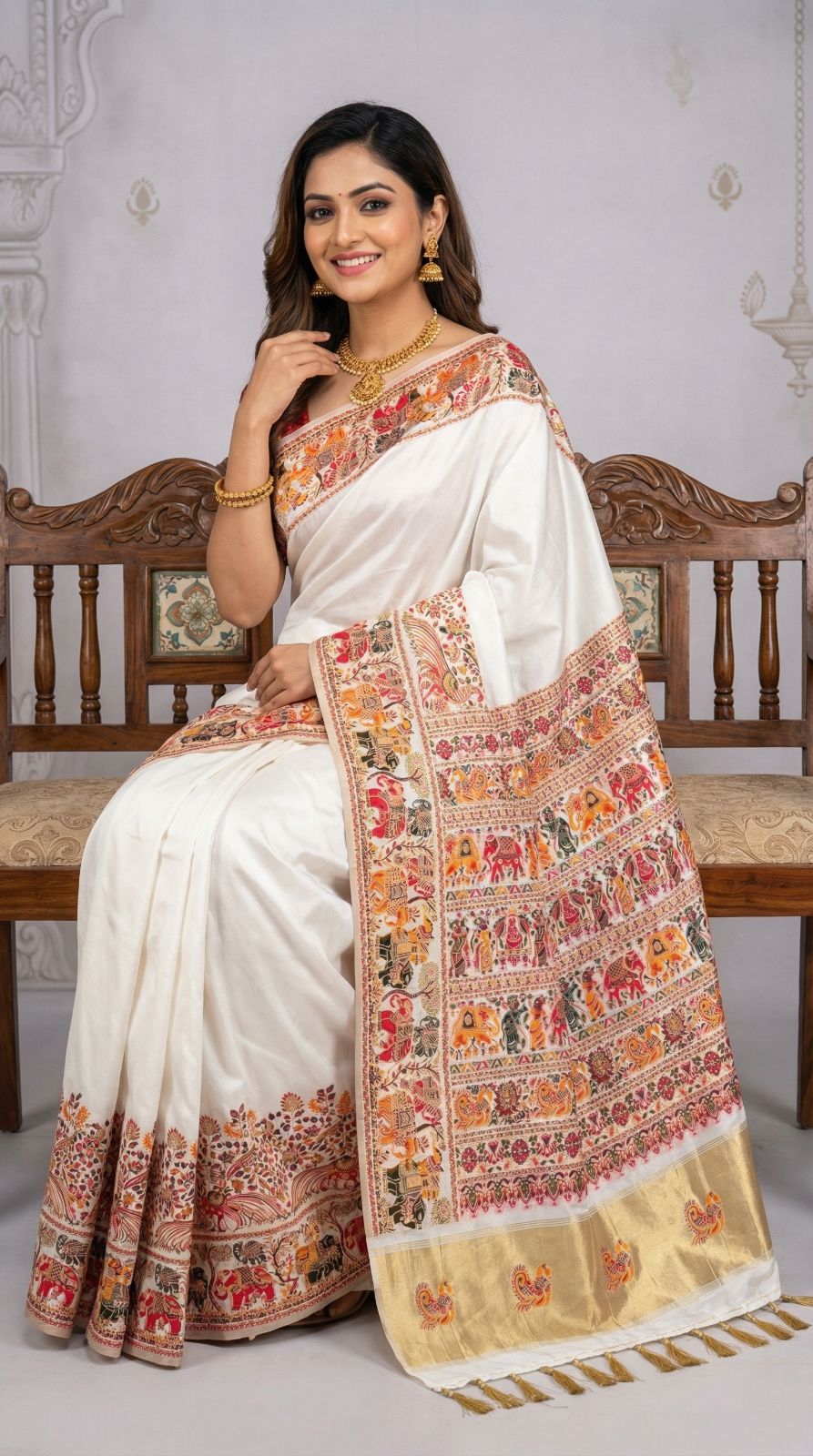 Soft Rajwadi pashmina silk weaving saree with lagdi patta pallu