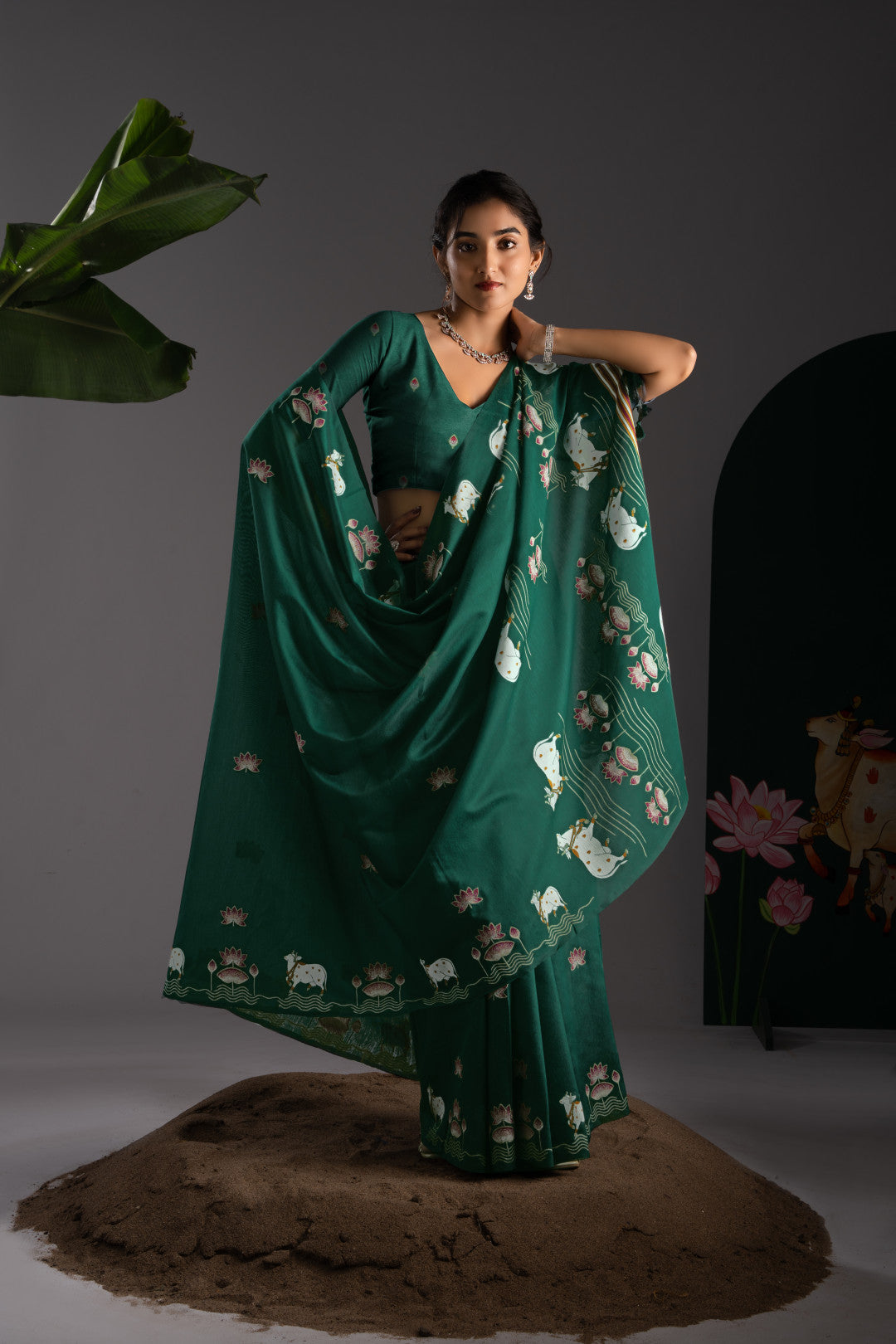 Soft Muga cotton saree with pichwai border weaving work