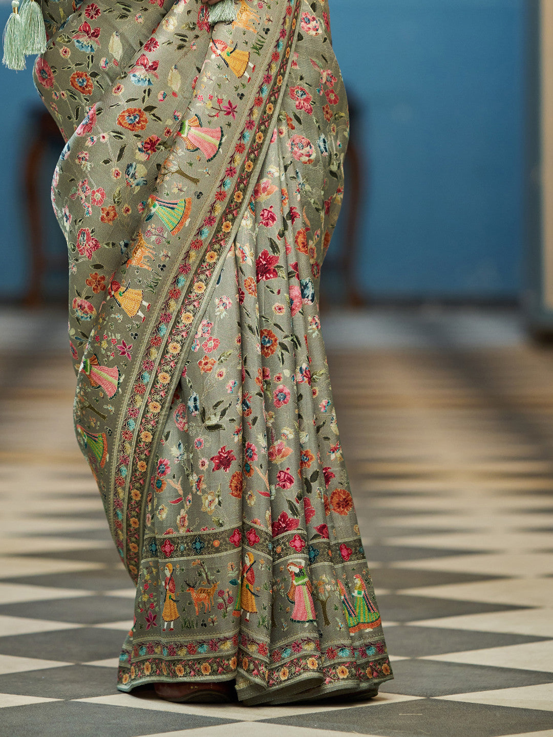 Exclusive pure pashmina silk saree with woven design