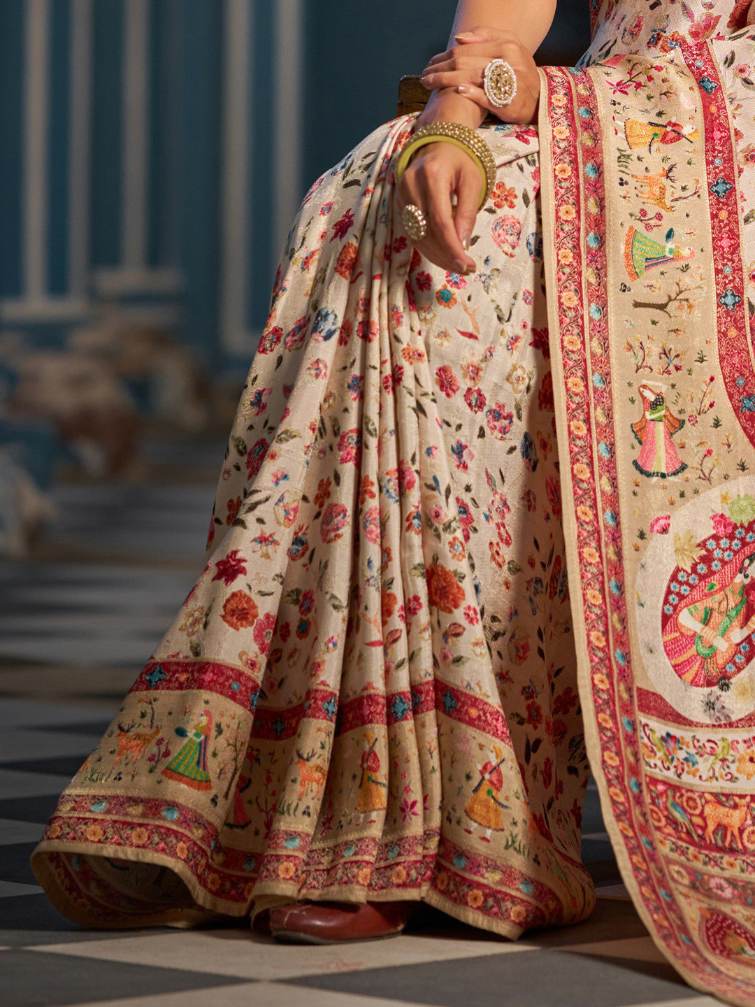 Exclusive pure pashmina silk saree with woven design