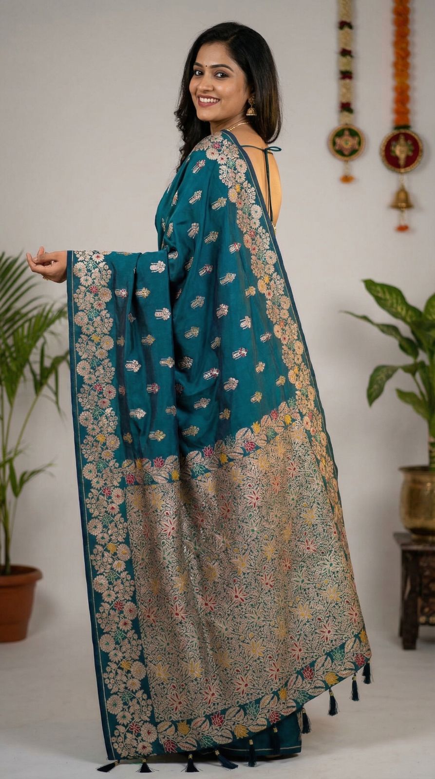 Premium banarasi silk saree with meenakari zari weaving work