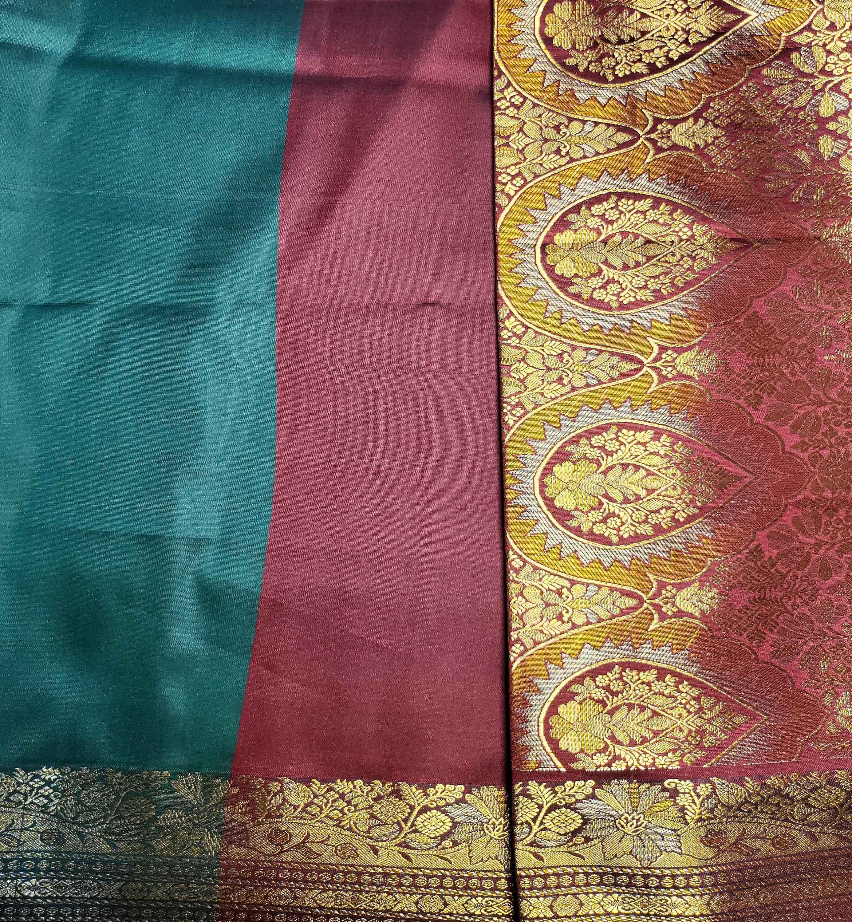 Radiant Elegance: Embrace Timeless Beauty with Our Green and Golden Banarasi Silk Saree