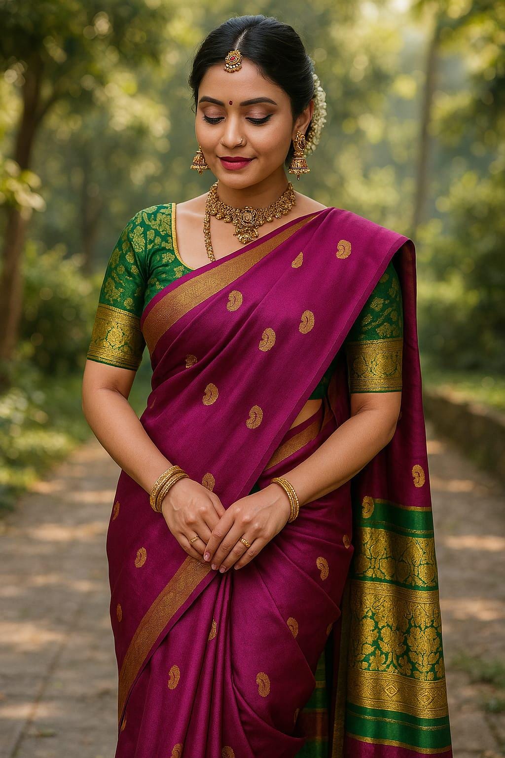 Exquisite Purple Banarasi Saree Handwoven Elegance. Fall and Pico done