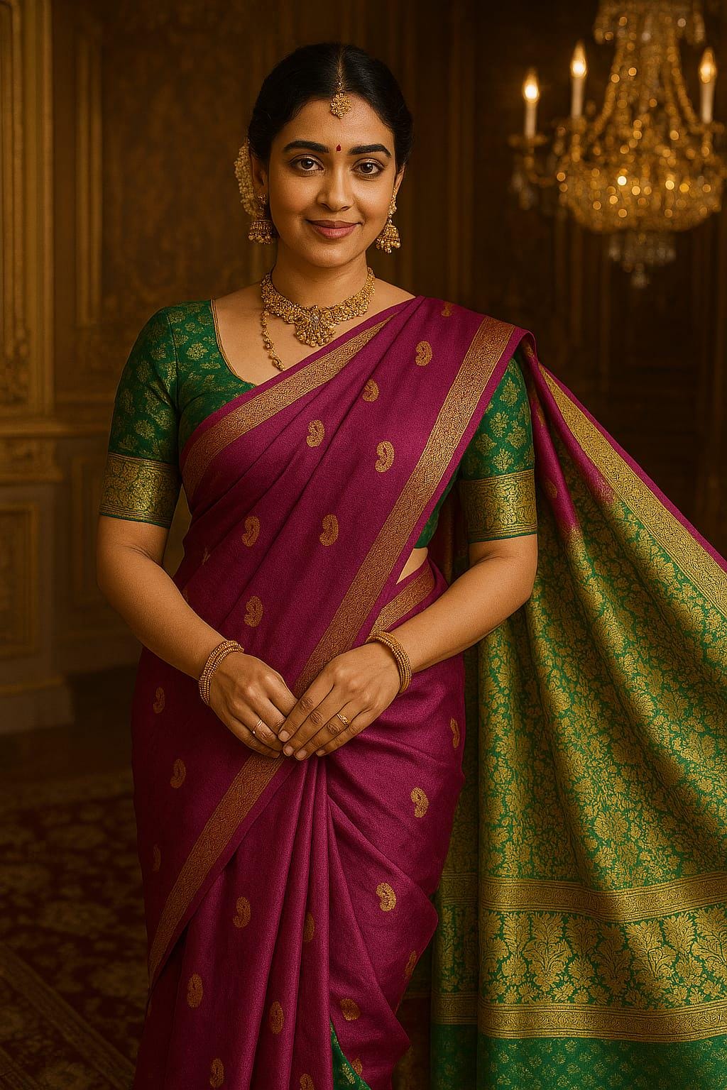 Exquisite Purple Banarasi Saree Handwoven Elegance. Fall and Pico done