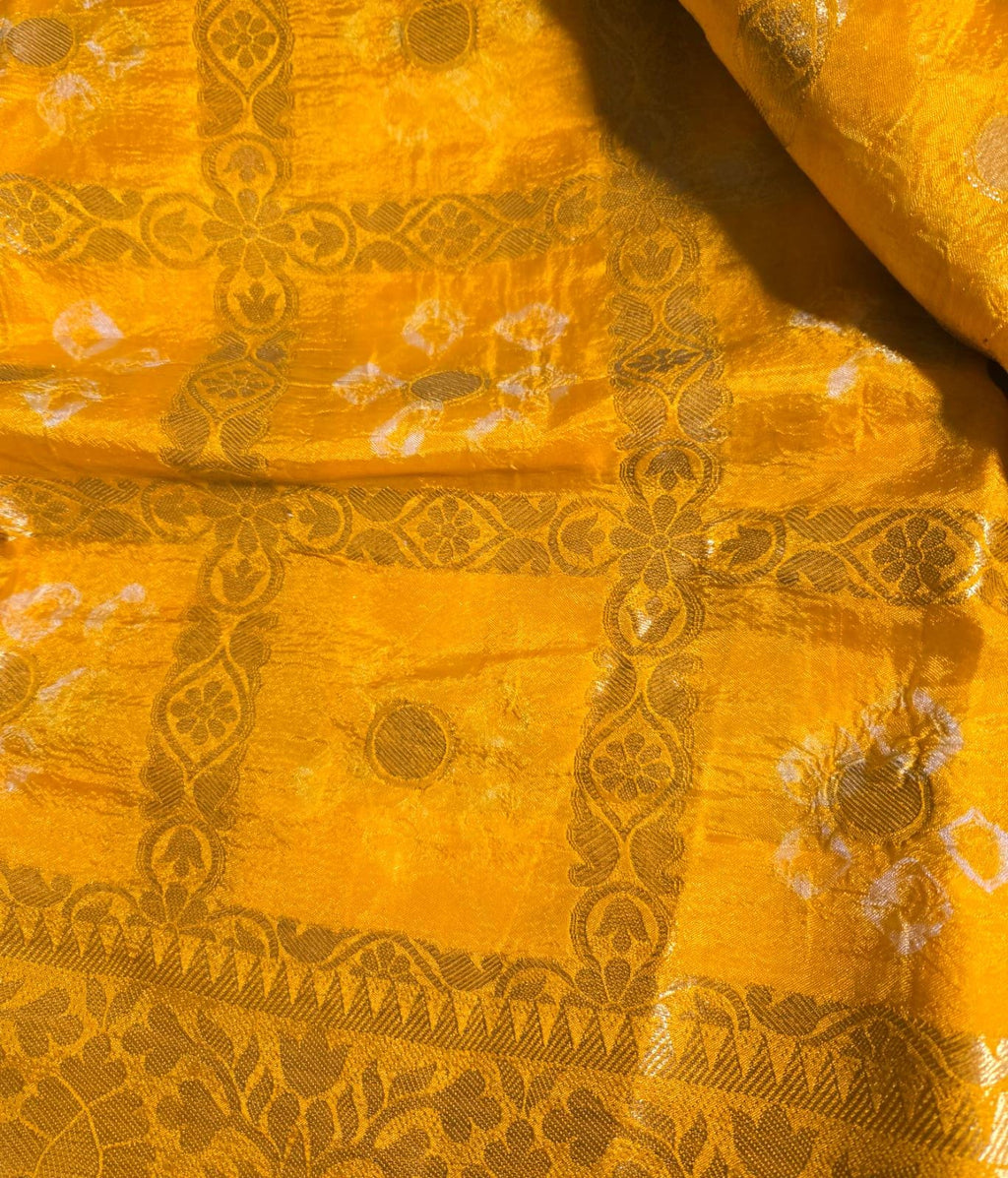 Traditional Yellow Gharchola Saree | Bandhani Silk Saree with Zari Work |Festive Wedding Wear | Indian Ethnic Saree