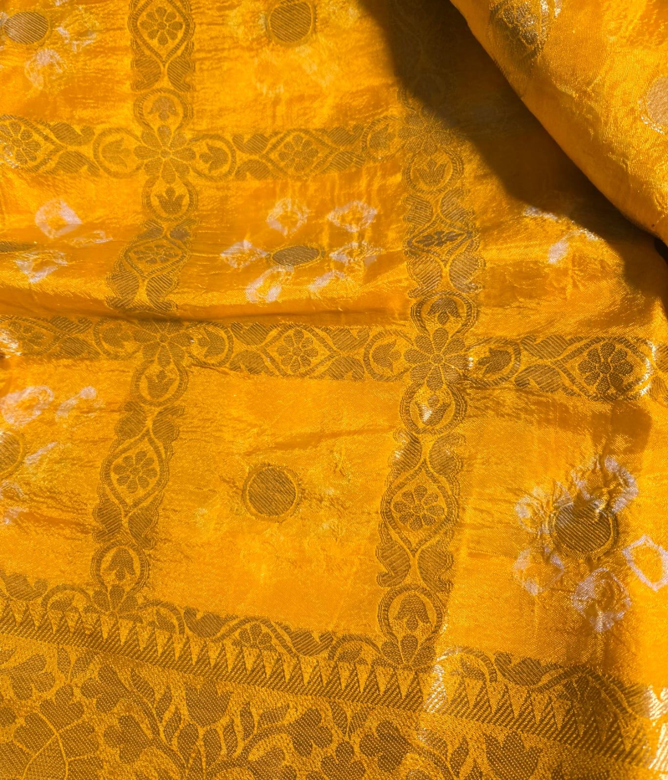 Traditional Yellow Gharchola Saree | Bandhani Silk Saree with Zari Work |Festive Wedding Wear | Indian Ethnic Saree