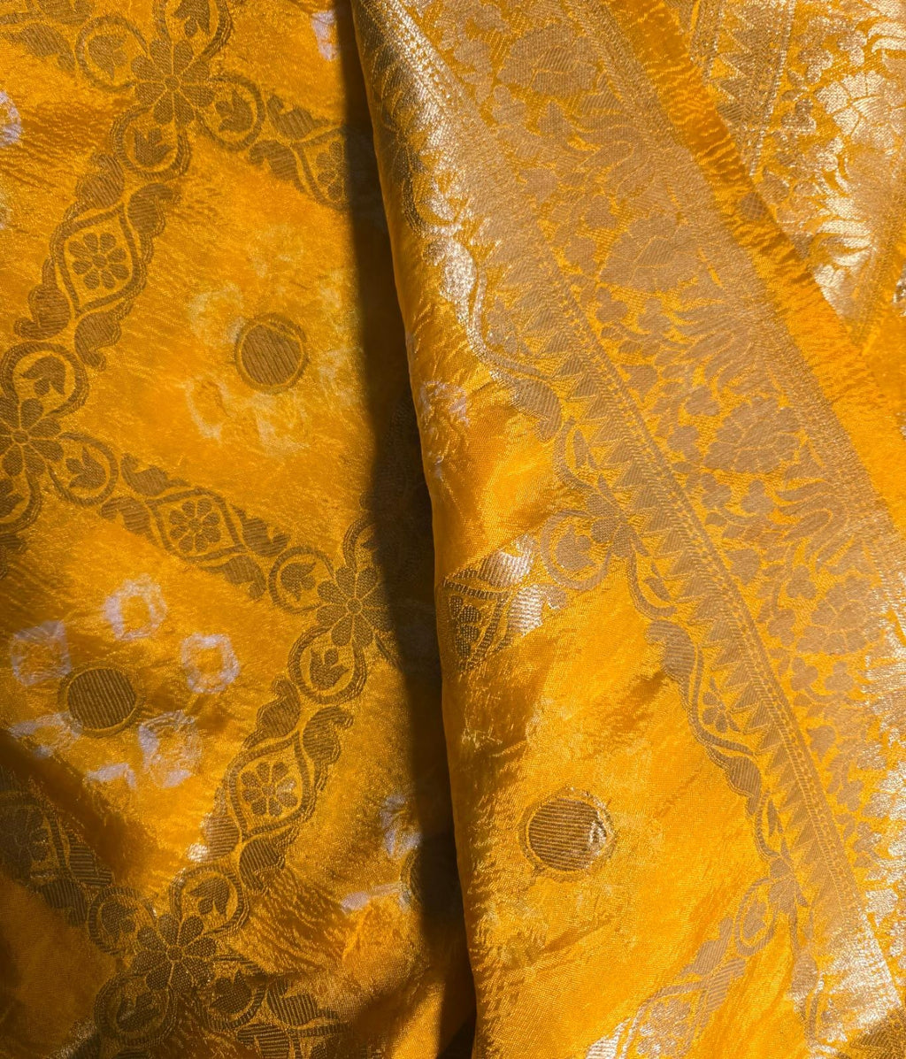 Traditional Yellow Gharchola Saree | Bandhani Silk Saree with Zari Work |Festive Wedding Wear | Indian Ethnic Saree