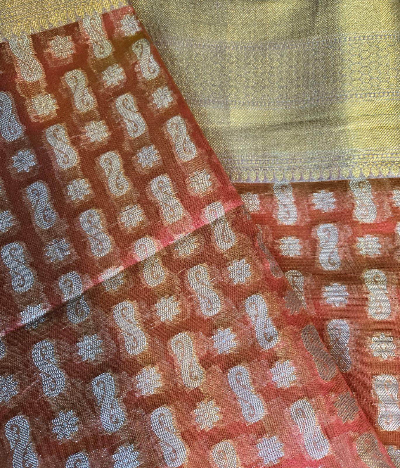 Elegant Orange Organza Saree – Lightweight & Festive Wear