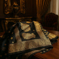 Black Gharchola Saree | Bandhani Silk Saree with Zari