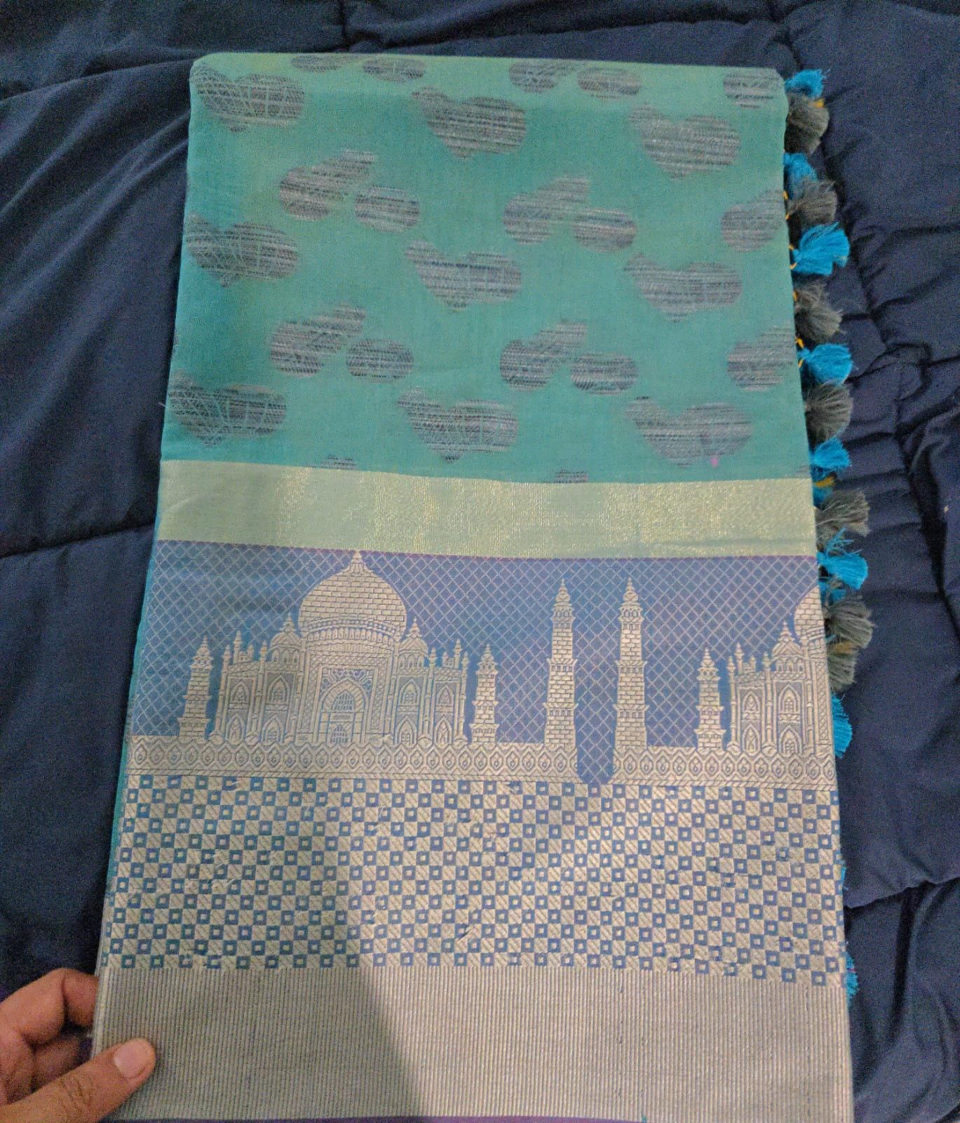 Elegant Kota Banarasi Saree with Intricate Taj Mahal Motif | Handwoven Ethnic Saree | Festive & Wedding Wear