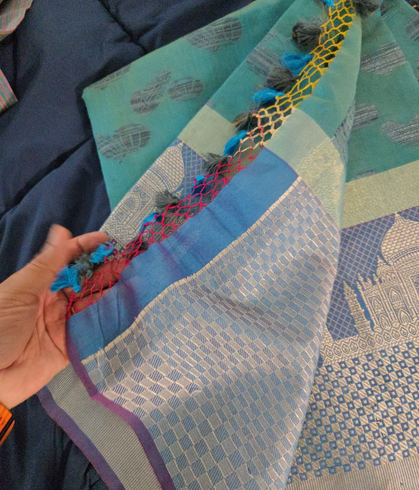 Elegant Kota Banarasi Saree with Intricate Taj Mahal Motif | Handwoven Ethnic Saree | Festive & Wedding Wear