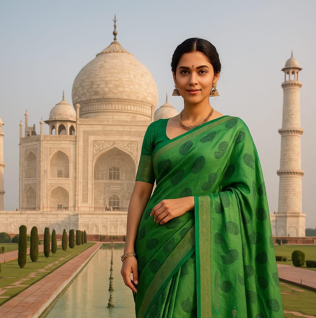 Elegant Kota Banarasi Saree with Intricate Taj Mahal Motif | Handwoven Ethnic Saree | Festive & Wedding Wear