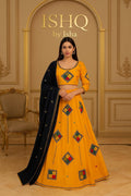 Garba Print Lehenga | yellow ,black Multicolored Ethnic Skirt | Navratri Ghagra Choli | Handmade Indian Festival Outfit
