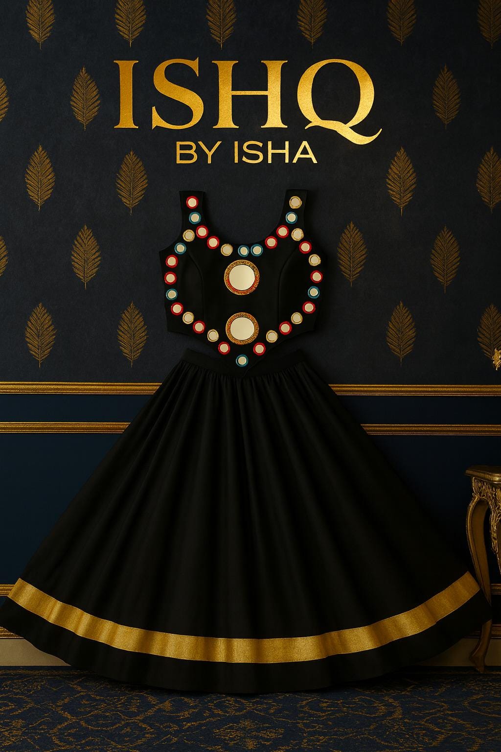 Garba Lehenga Blue Ethnic Skirt | Navratri Ghagra Choli | Handmade Indian Festival Outfit 10 m flair