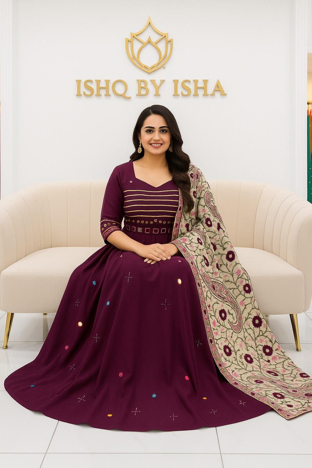 Garba Print Lehenga | purple with kantha work dupatta Multicolored Ethnic Skirt | Navratri Ghagra Choli | Handmade Indian Festival Outfit