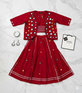 Garba Print Lehenga | Red Multicolored Ethnic Skirt | Navratri Ghagra Choli | and jacket Handmade Indian Festival Outfit