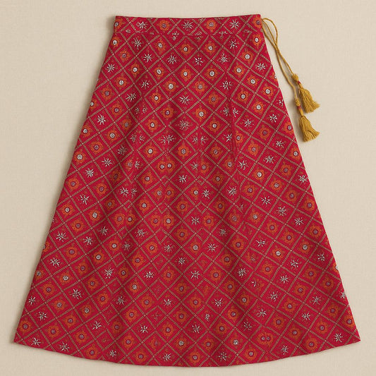 Handcrafted Designer pink colour  Sequin Skirt | Ethnic Partywear | Ishq by Isha