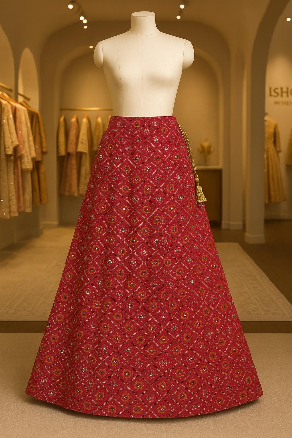 Handcrafted Designer pink colour  Sequin Skirt | Ethnic Partywear | Ishq by Isha