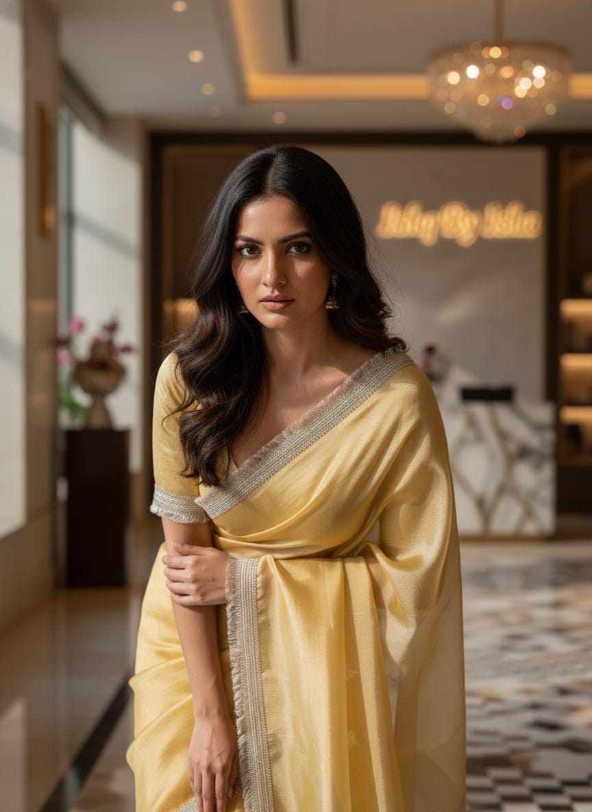 Yellow Tissue Banarasi Saree – Handwoven Elegance | Ishq by Isha