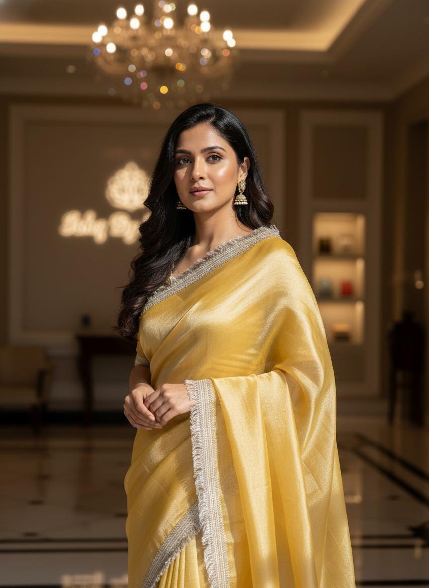 Yellow Tissue Banarasi Saree – Handwoven Elegance | Ishq by Isha