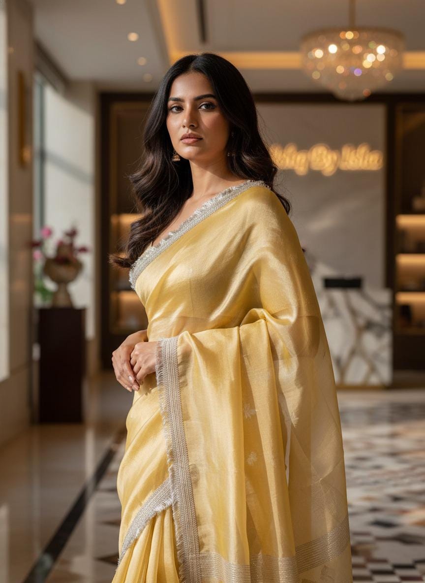 Yellow Tissue Banarasi Saree – Handwoven Elegance | Ishq by Isha