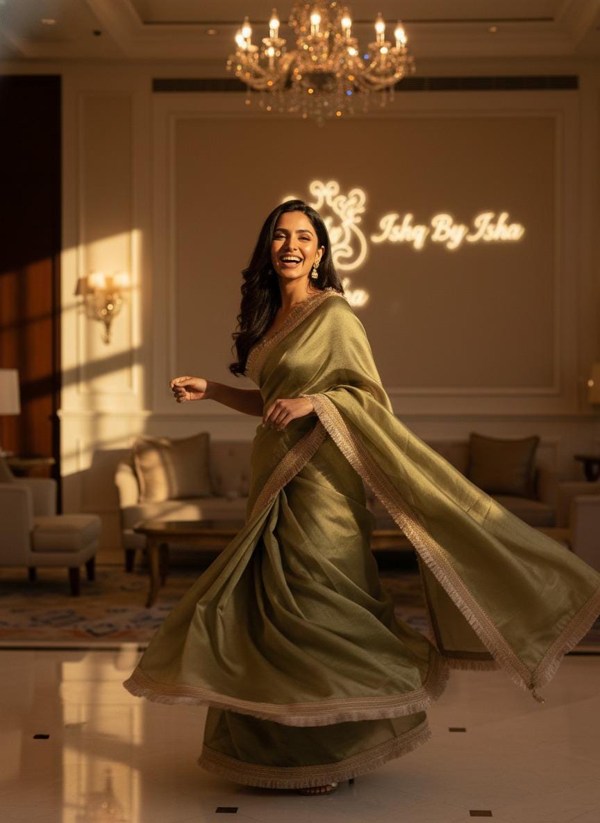 Green Tissue Banarasi Saree – Handwoven Elegance | Ishq by Isha