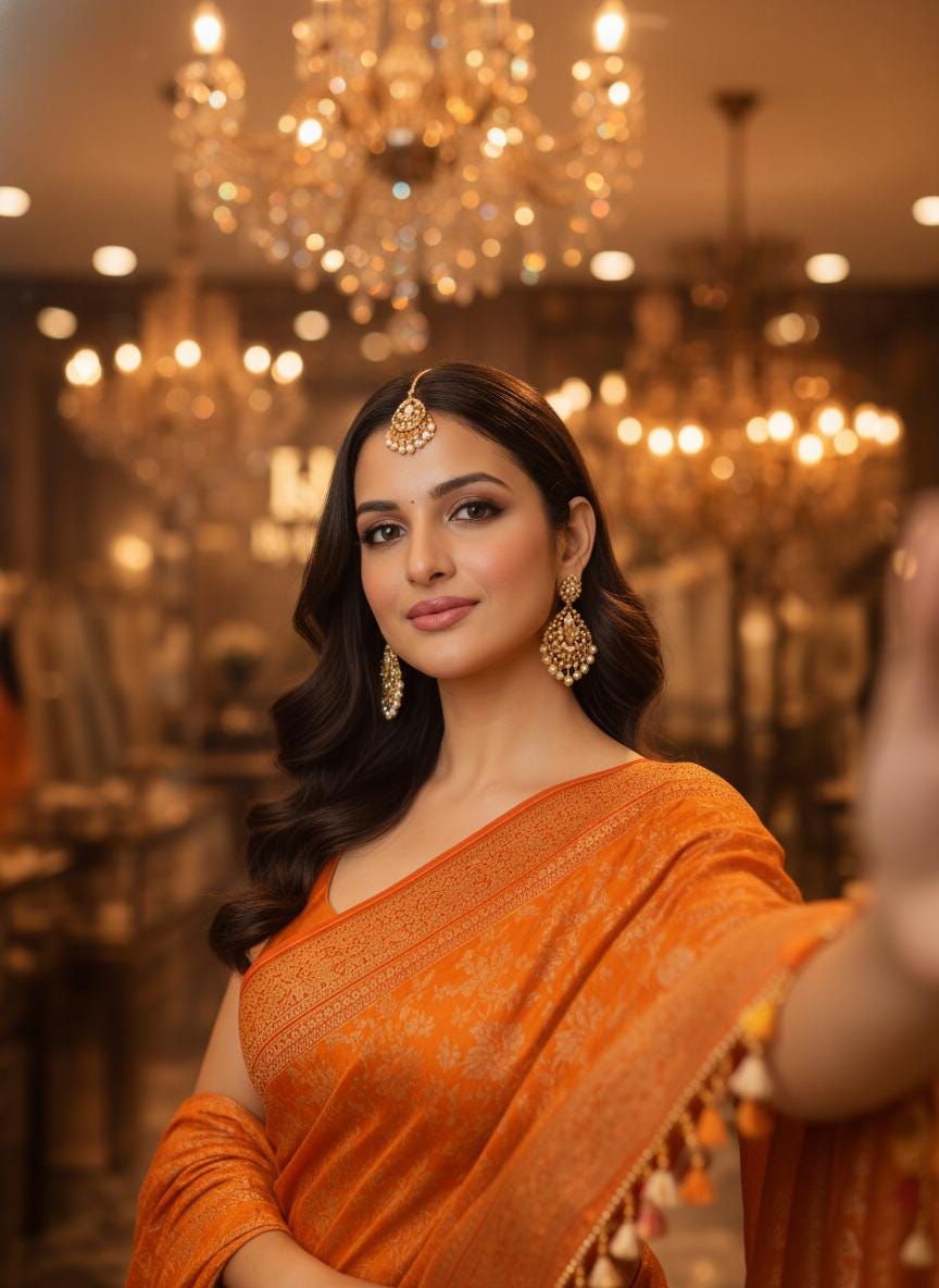 Orange silk Banarasi Saree