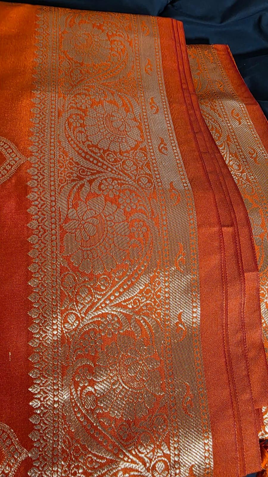 Orange silk Banarasi Saree