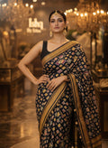 Exquisite Black patola Banarasi Saree Handwoven Elegance. Fall and Pico done
