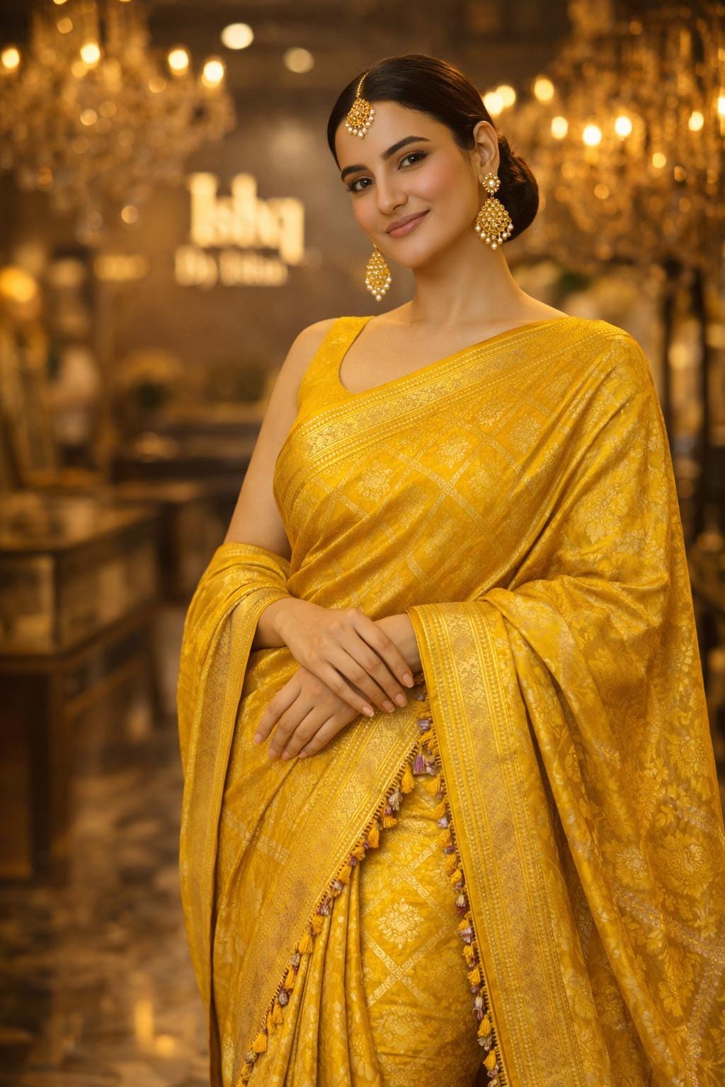 Elegant Yellow banarasi Saree & Festive Wear