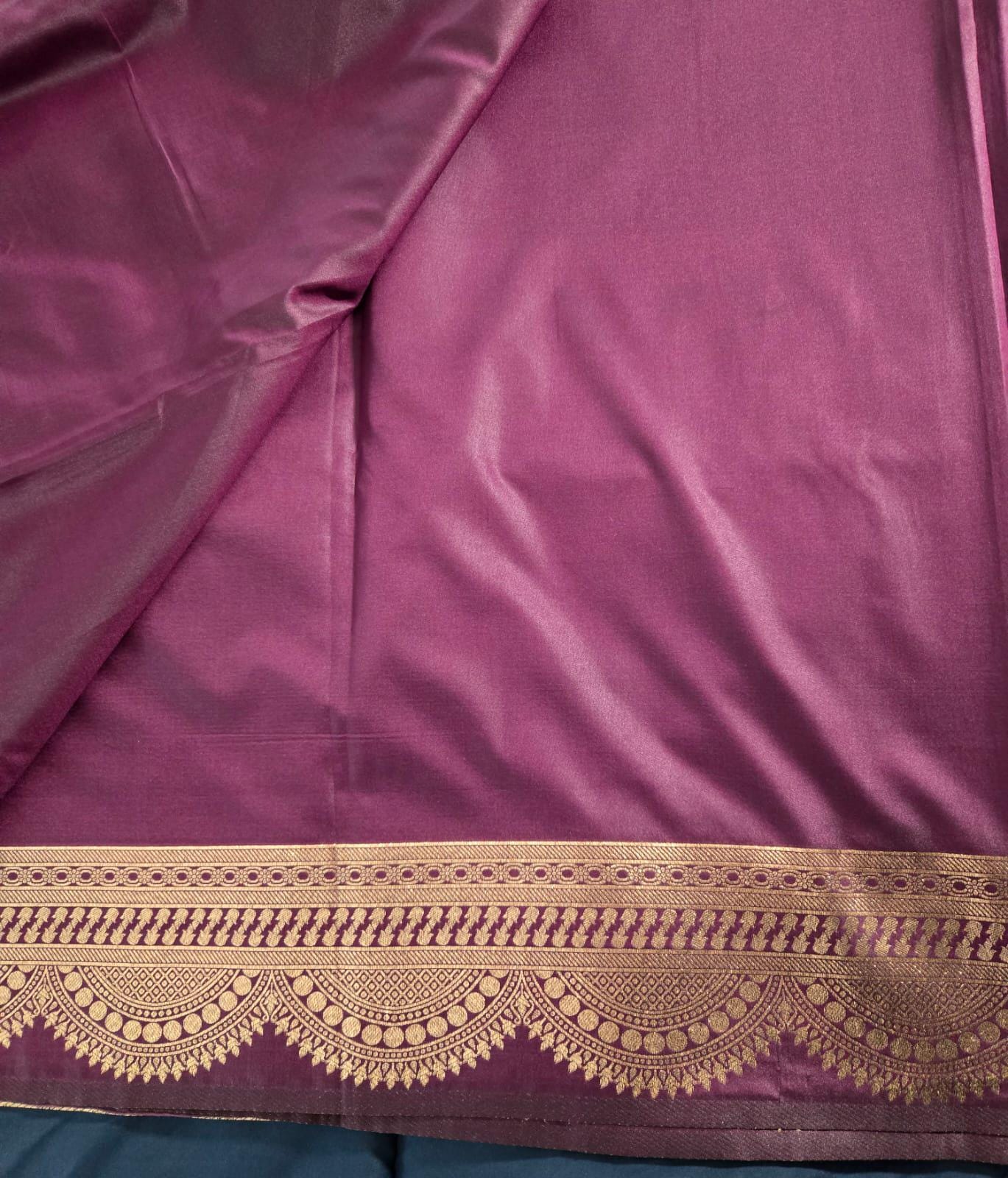 Exquisite Purple Banarasi Saree Handwoven Elegance. Fall and Pico done