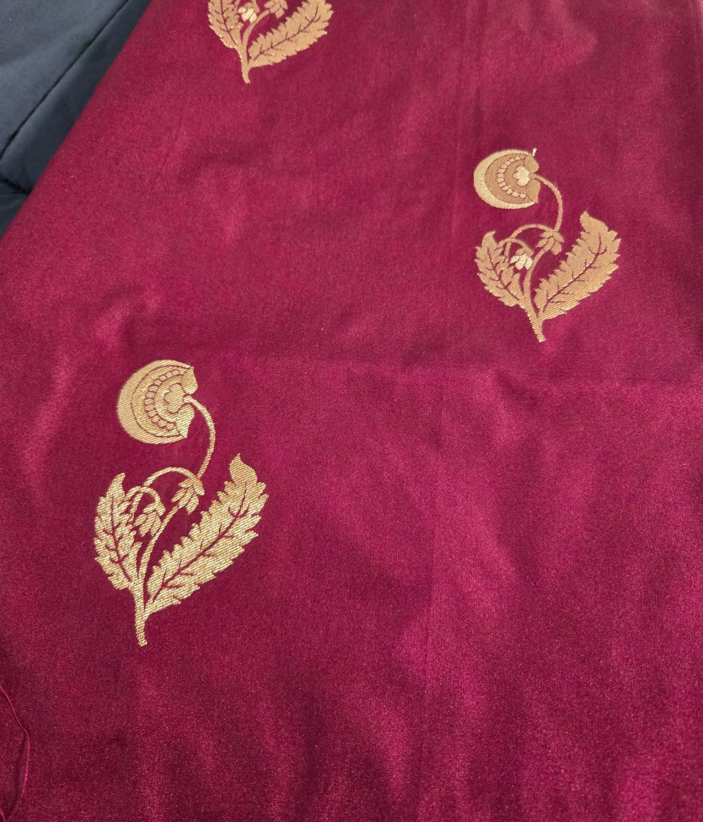 Exquisite Purple Banarasi Saree Handwoven Elegance. Fall and Pico done