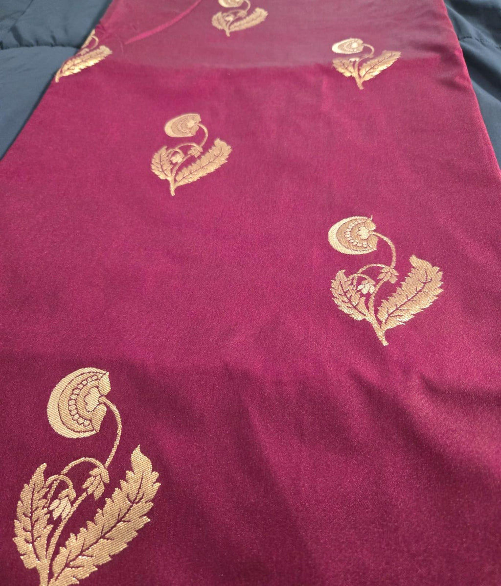 Exquisite Purple Banarasi Saree Handwoven Elegance. Fall and Pico done