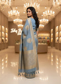 Greyish Blue Banarasi Saree