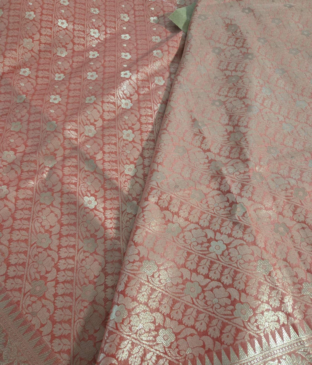 Handwoven Banarasi Saree | Orange Zari Weave, Wedding Festive Wear
