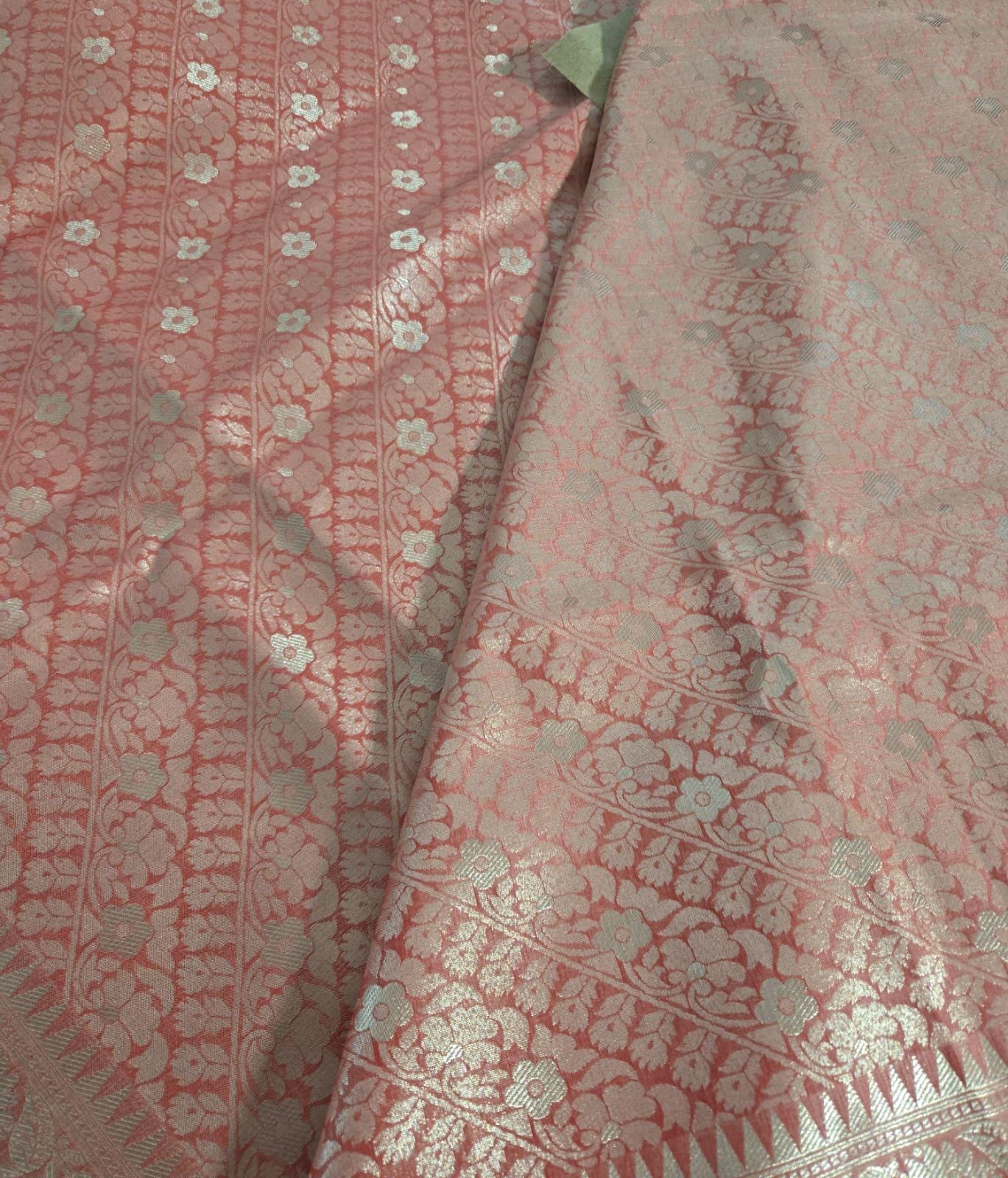 Handwoven Banarasi Saree | Orange Zari Weave, Wedding Festive Wear