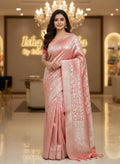 Handwoven Banarasi Saree | Orange Zari Weave, Wedding Festive Wear