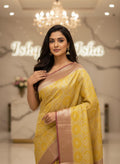 Yellow red Tissue Banarasi Saree – Handwoven Elegance | Ishq by Isha