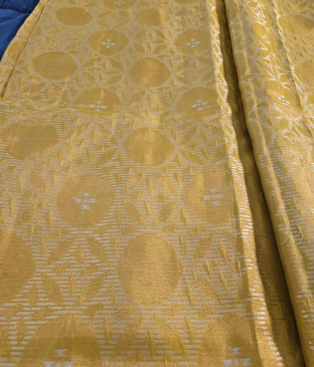 Yellow red Tissue Banarasi Saree – Handwoven Elegance | Ishq by Isha