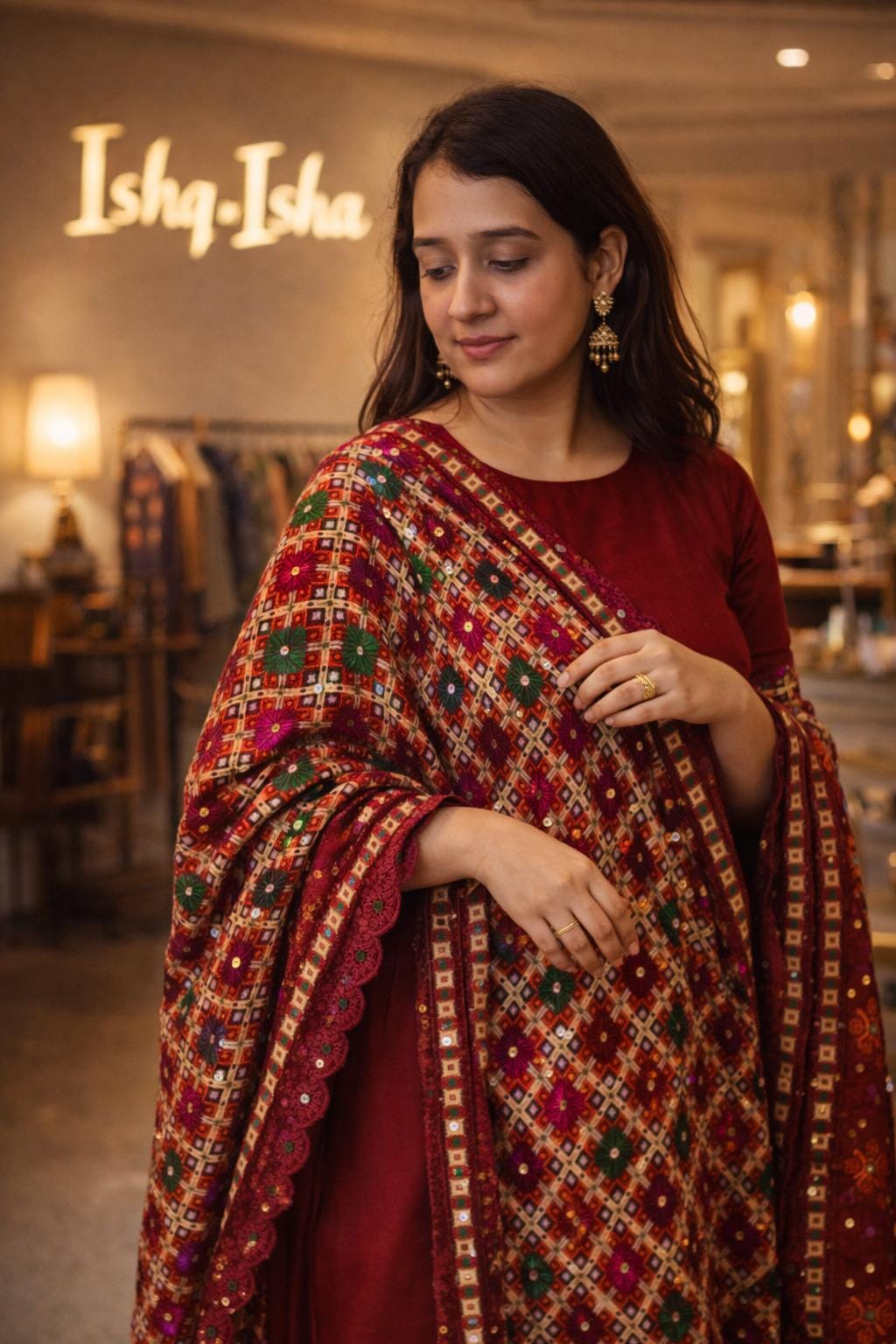 Handmade , Handwoven , Elegant vibrant & Authentic Multicolour Phulkari Dupatta / Indian Scarf. Hand embroidered