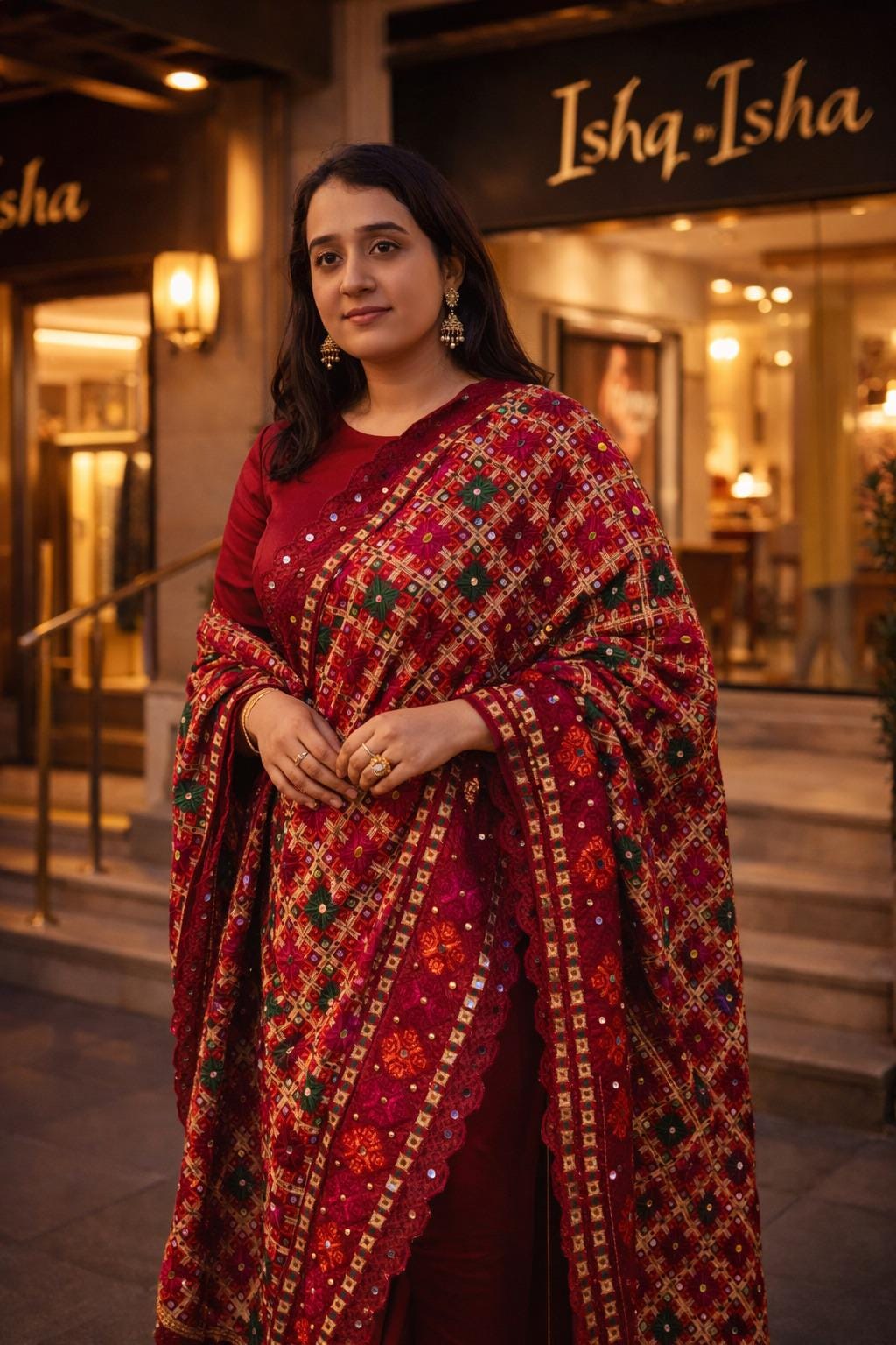 Handmade , Handwoven , Elegant vibrant & Authentic Multicolour Phulkari Dupatta / Indian Scarf. Hand embroidered