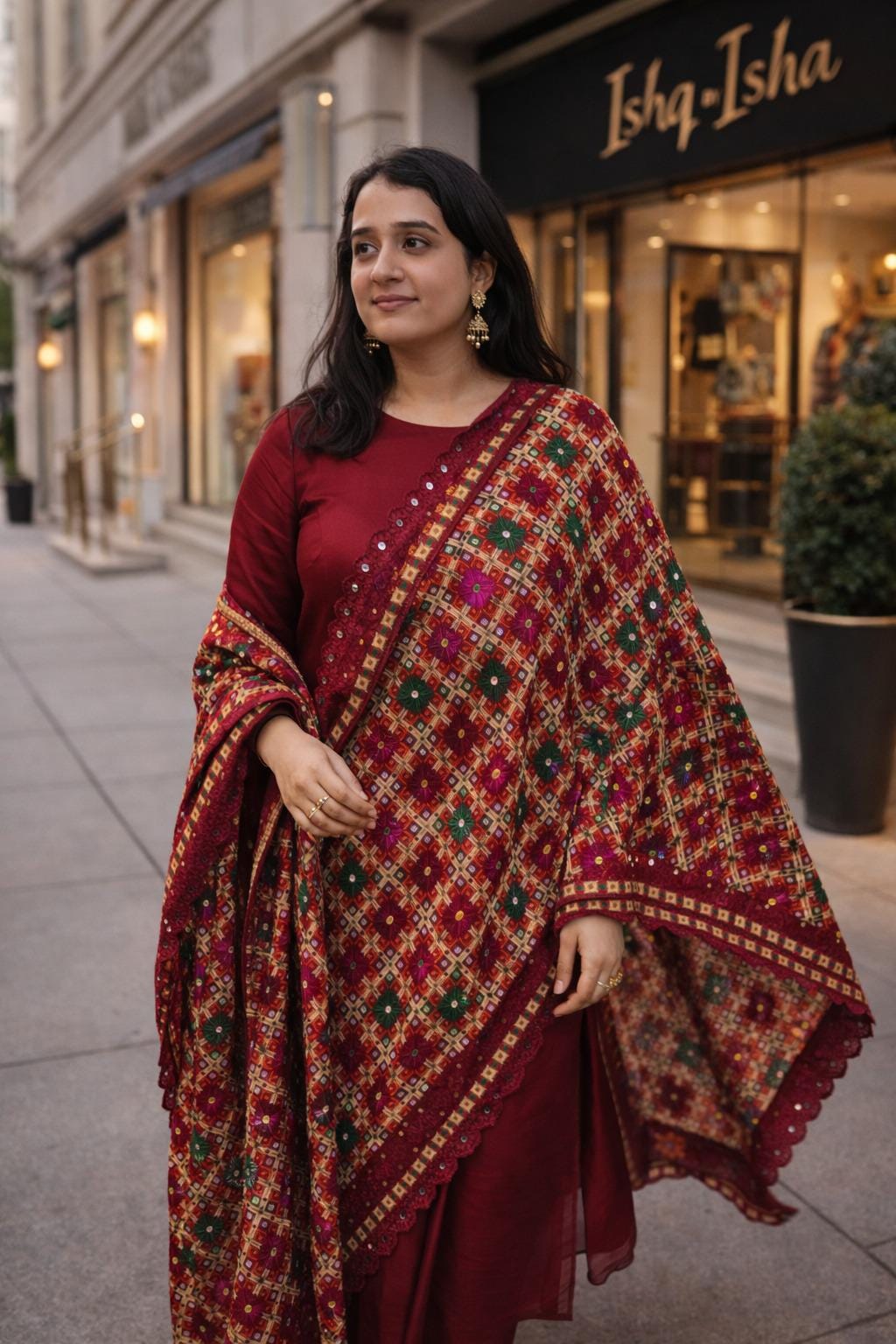 Handmade , Handwoven , Elegant vibrant & Authentic Multicolour Phulkari Dupatta / Indian Scarf. Hand embroidered
