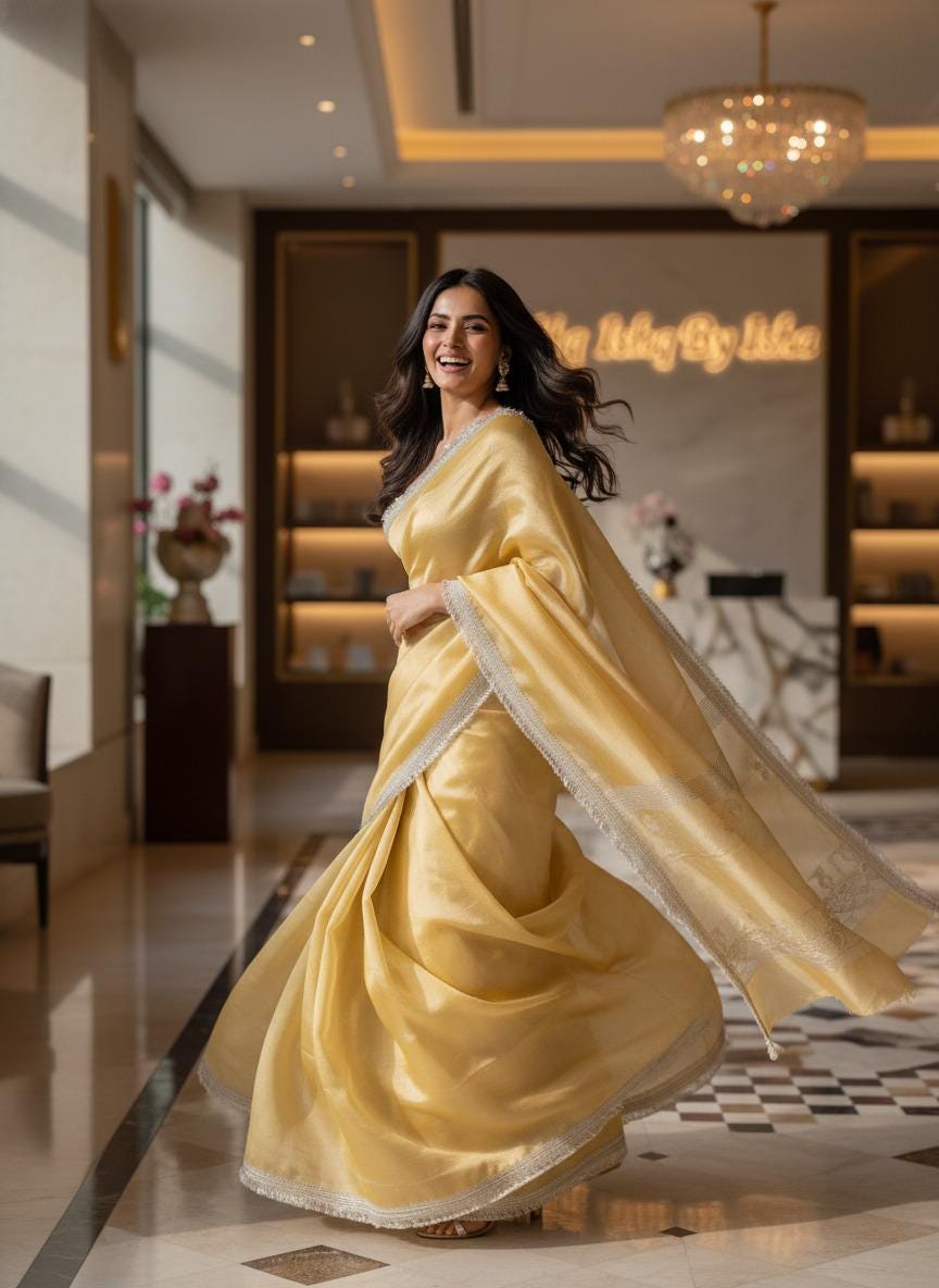 Yellow Tissue Banarasi Saree – Handwoven Elegance | Ishq by Isha