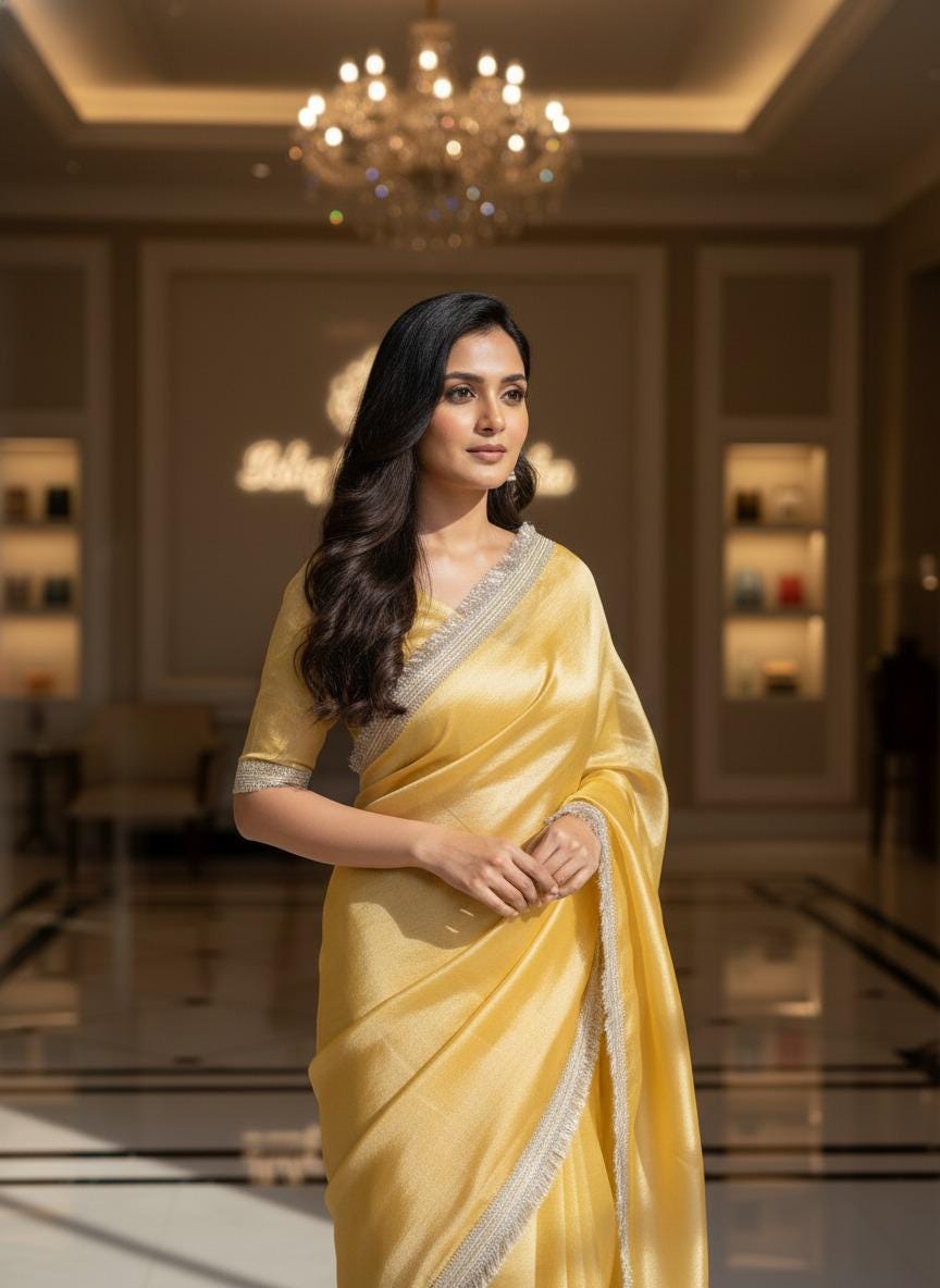 Yellow Tissue Banarasi Saree – Handwoven Elegance | Ishq by Isha